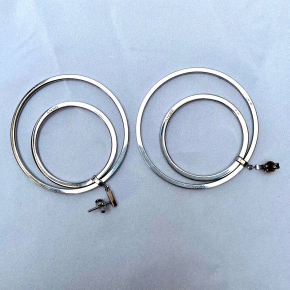 DKNY silver tone crystal glitz cascading hoop earrings - Picture 3 of 9